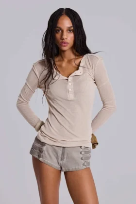 Oatmeal Haze Henley-tröja