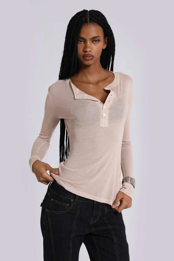 Oatmeal Haze Henley-tröja