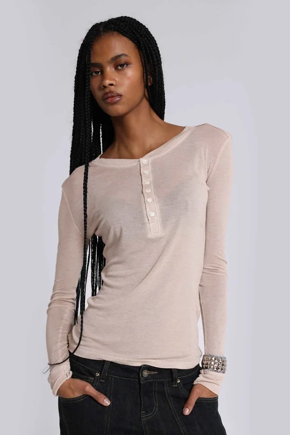 Oatmeal Haze Henley-tröja