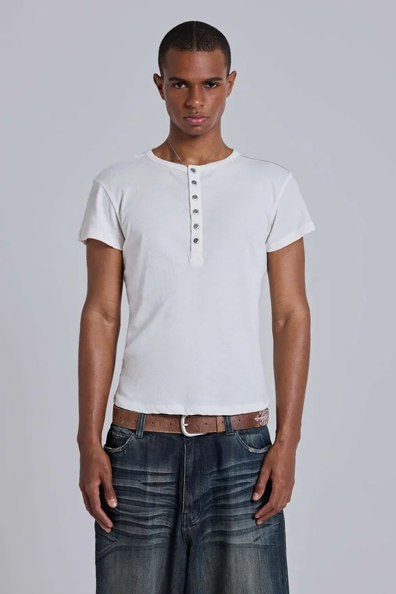 Off White Haze Henley-T-shirt