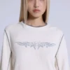 Off White T-shirt med tatueringsapplikation