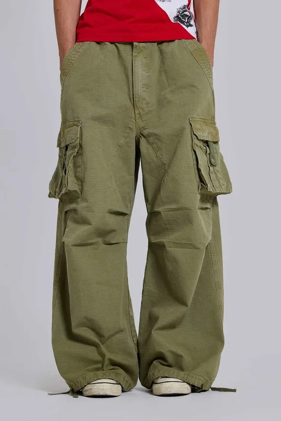 Olive XL Parachute Cargo-byxor