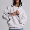 Pullover Bitten-hoodie i gråmelerad