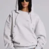 Pullover Bitten-hoodie i gråmelerad