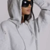 Pullover Bitten-hoodie i gråmelerad