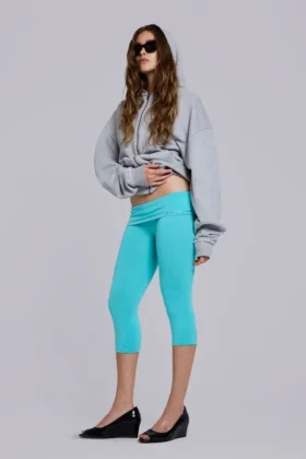 Quinn Capri-byxor i jersey med nitar i turkos