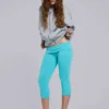 Quinn Capri-byxor i jersey med nitar i turkos
