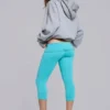 Quinn Capri-byxor i jersey med nitar i turkos