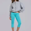Quinn Capri-byxor i jersey med nitar i turkos