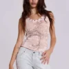 Ramona-väst i rosa med burnout-effekt