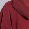 Röd, solblekt hoodie med vaffelfoder och dragkedja