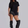 Rebel Military minishorts i PU-läder