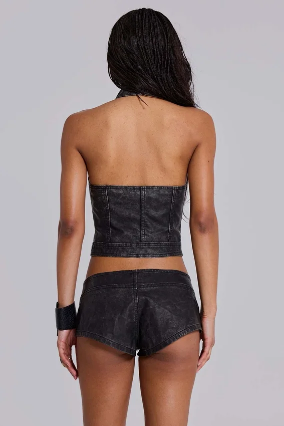 Rebel Military minishorts i PU-läder