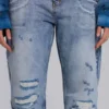 Rider-jeans med låg midja och raka ben i ljus tvätt