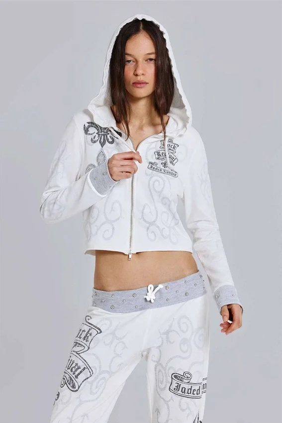 Rock Revival grafisk hoodie med nitar