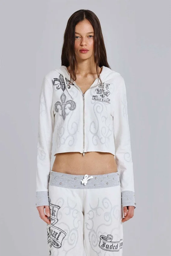 Rock Revival grafisk hoodie med nitar