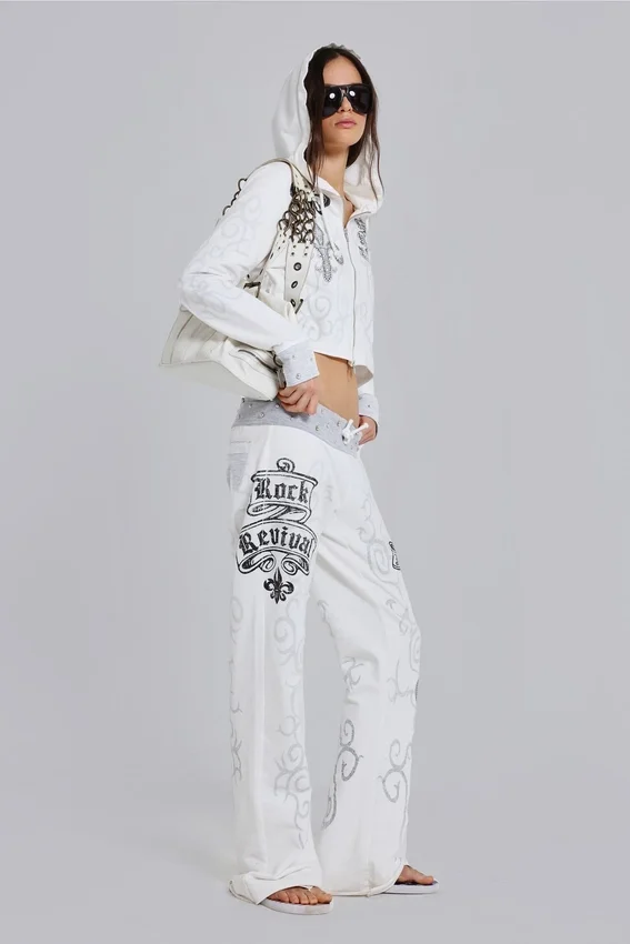Rock Revival grafisk hoodie med nitar