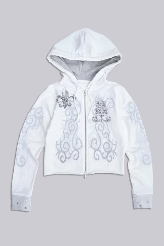 Rock Revival grafisk hoodie med nitar