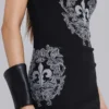 Rock Revival miniklänning i form av en väst med strass och Fleur de Lis-mönster