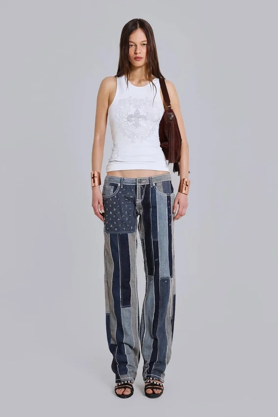 Rock Revival Patchwork Flag Rider-Jeans