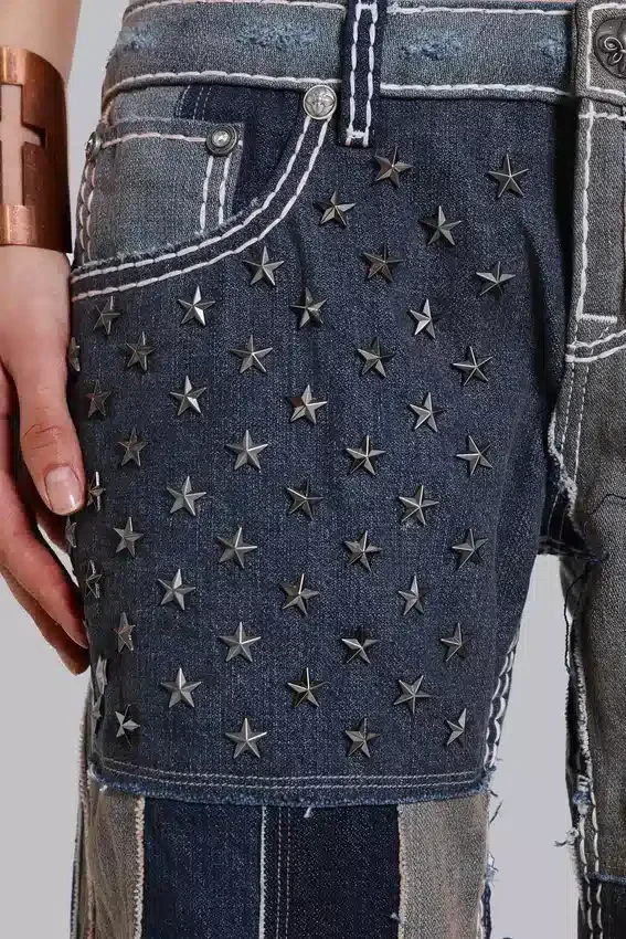 Rock Revival Patchwork Flag Rider-Jeans