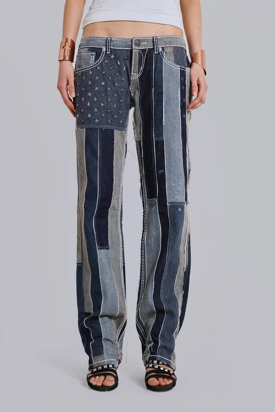 Rock Revival Patchwork Flag Rider-Jeans