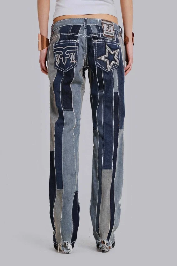 Rock Revival Patchwork Flag Rider-Jeans