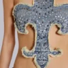 Rock Revival topp med nitar och Fleur de Lis-motiv