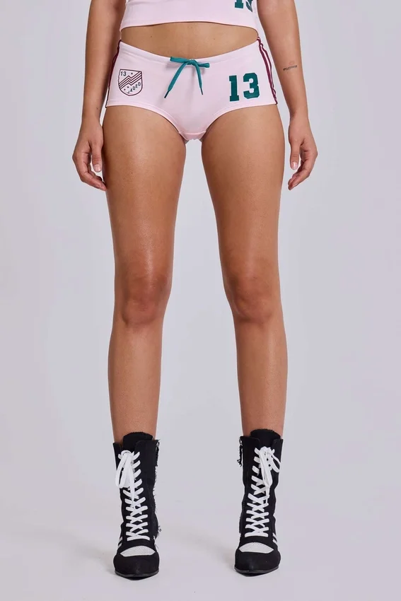 Rosa fotbollsminishorts nr 13