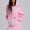 Rosa sportig, baggy Monster Hoodie