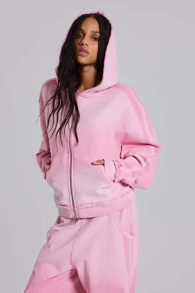 Rosa sportig, baggy Monster Hoodie