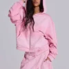 Rosa sportig, baggy Monster Hoodie