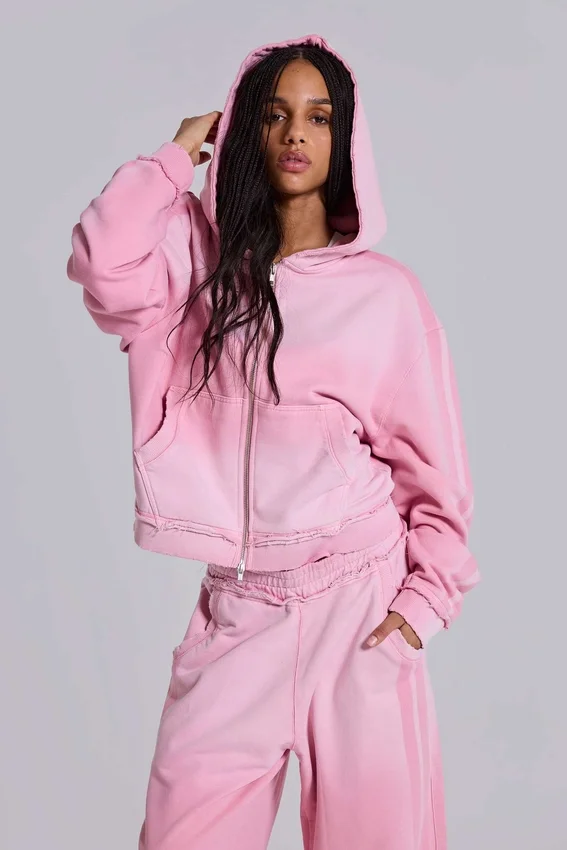 Rosa sportig, baggy Monster Hoodie