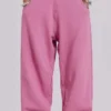 Rosa, vidbyxor med uppvikt benslut i Monster Joggers-stil