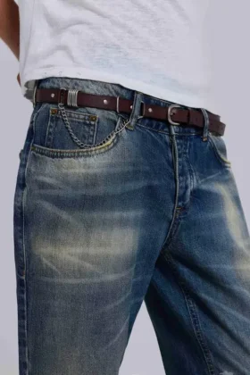 Saddle Skinny brunt läderbälte