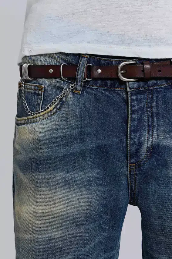 Saddle Skinny brunt läderbälte