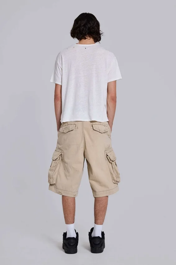 Sandfärgade cargoshorts