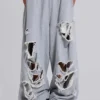 Slitna gråmelerade, baggy Monster Joggers