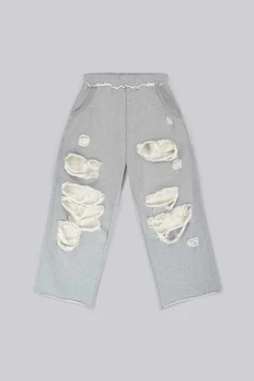 Slitna gråmelerade, baggy Monster Joggers