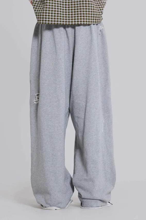 Slitna gråmelerade, baggy Monster Joggers