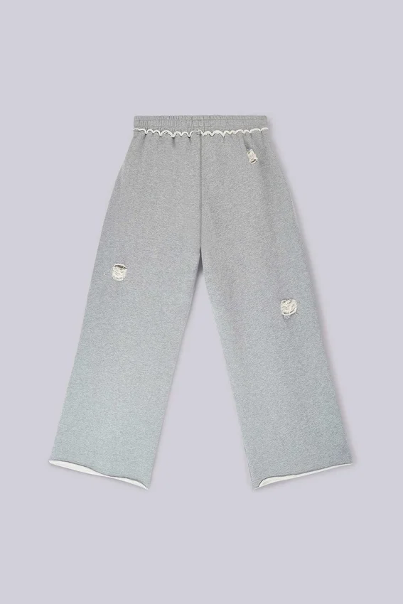 Slitna gråmelerade, baggy Monster Joggers