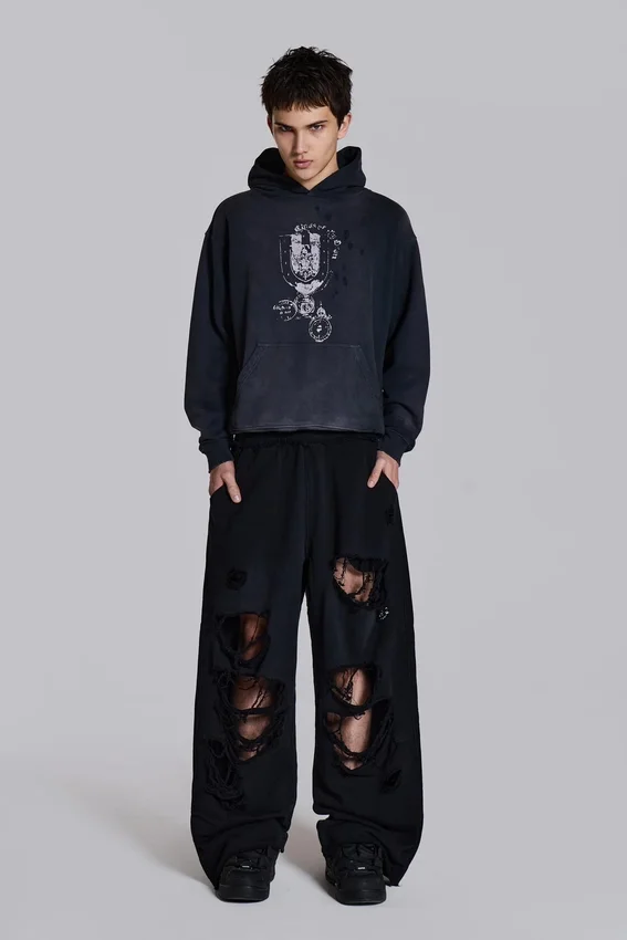 Slitna svarta, baggy Monster Joggers