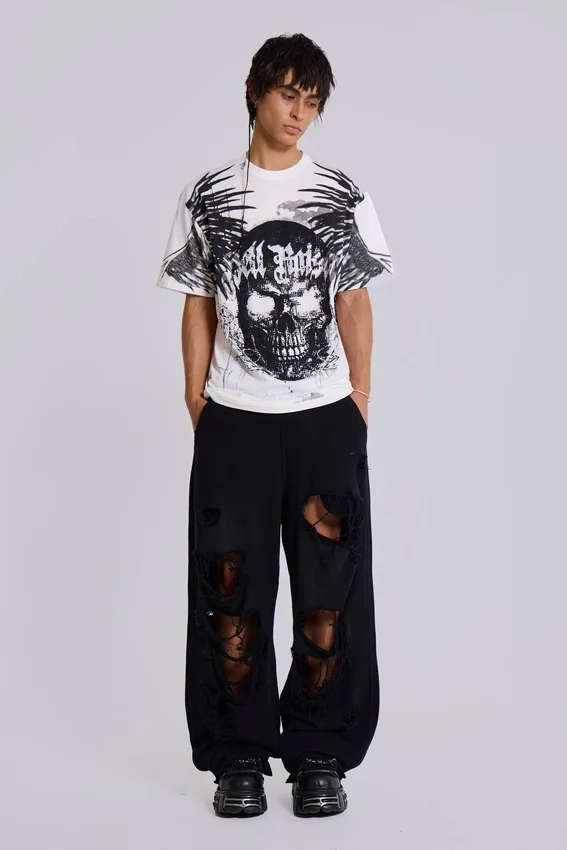 Slitna svarta, baggy Monster Joggers
