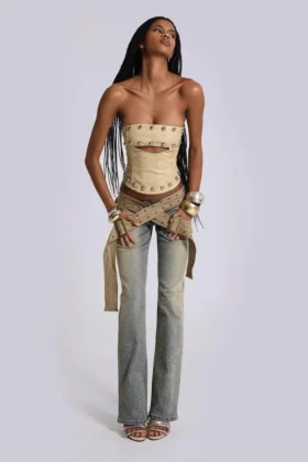 Strap Up-jeans i stonewash