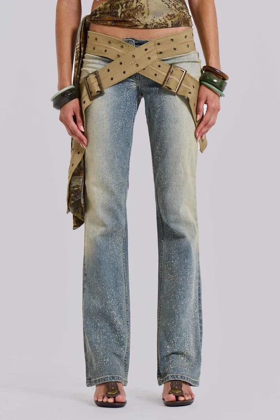 Strap Up-jeans i stonewash