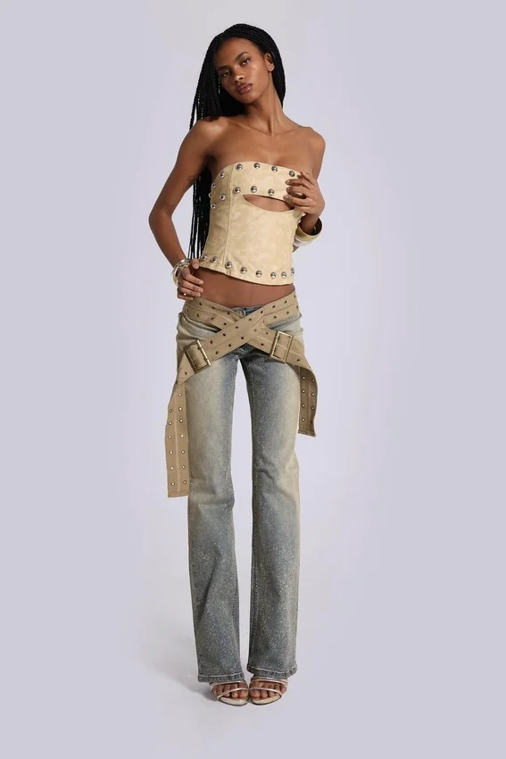 Strap Up-jeans i stonewash