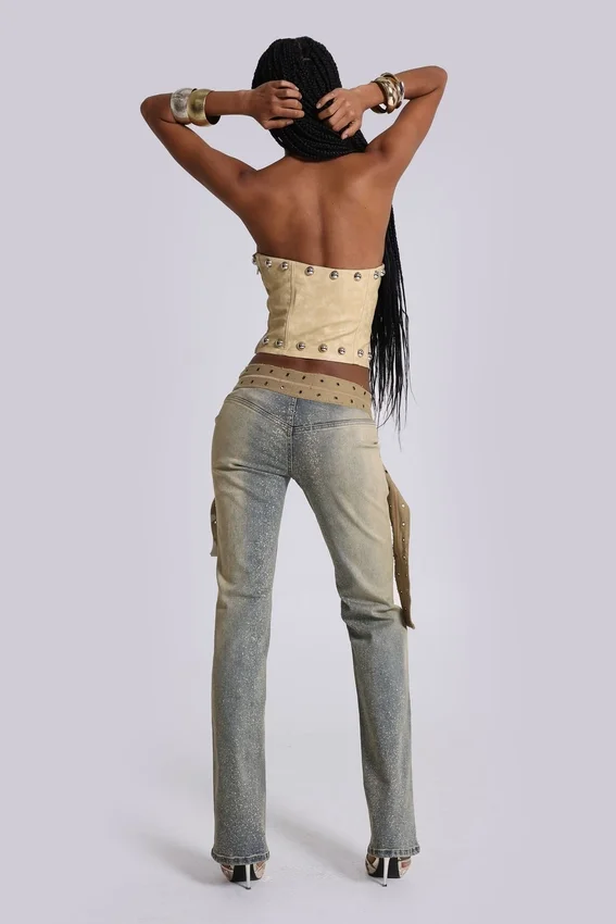 Strap Up-jeans i stonewash