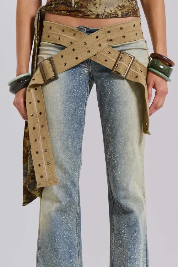 Strap Up-jeans i stonewash