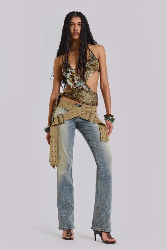 Strap Up-jeans i stonewash