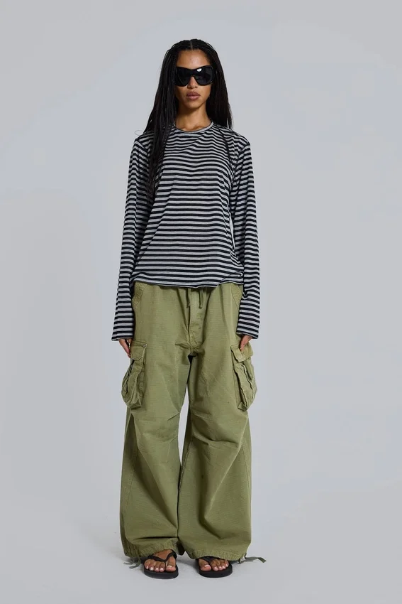 Stripe långärmad topp